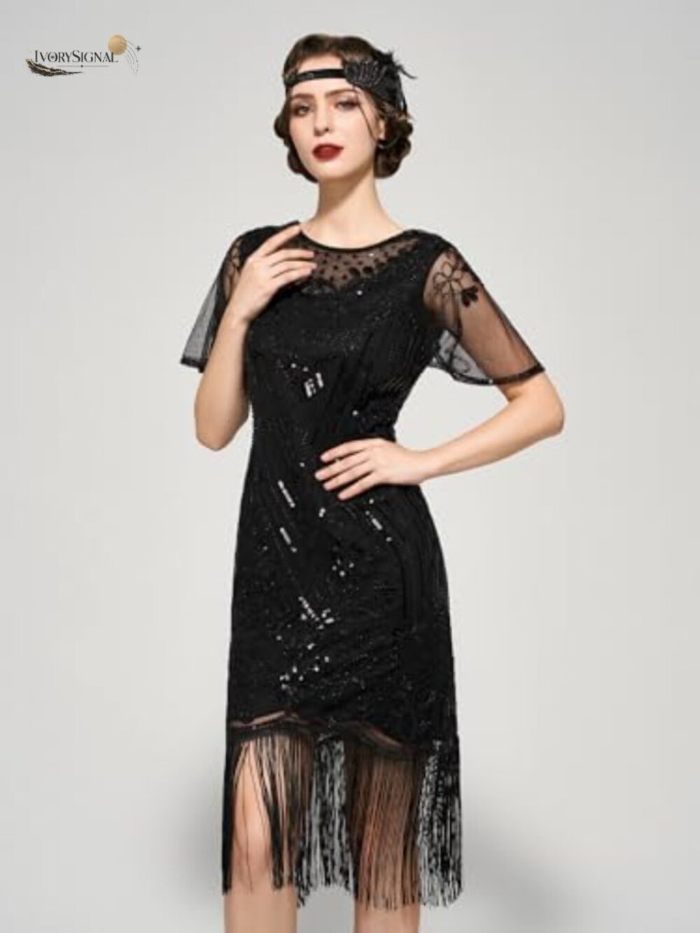 1920s Flapper Dress Sequin Fringe Great Gatsby Party